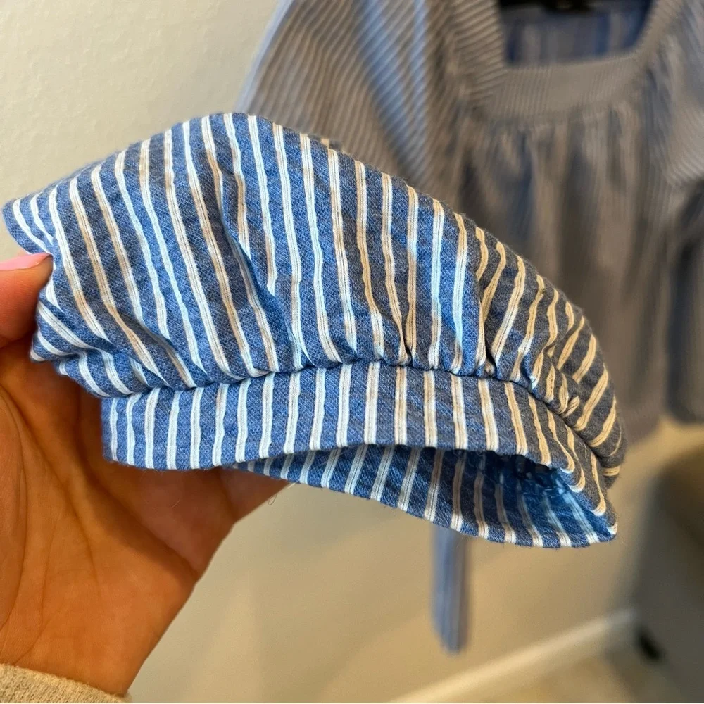 J. CREW Blue Striped Square Neck Top Size XS
